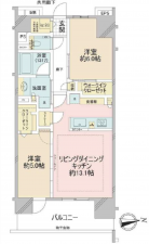 鎌ケ谷市富岡、マンションの間取り画像です