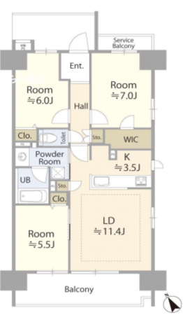 船橋市湊町、マンションの間取り画像です