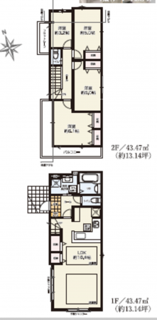 船橋市海神、新築一戸建ての間取り画像です