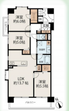 市川市、マンションの間取り画像です