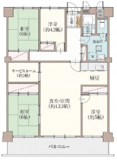 船橋市湊町、マンションの間取り画像です
