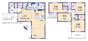 船橋市前原東、新築一戸建ての間取り画像です