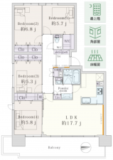 船橋市山手、マンションの間取り画像です