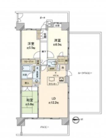 船橋市夏見、マンションの間取り画像です
