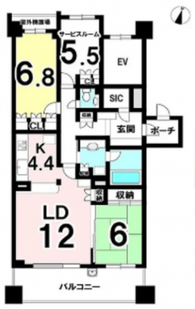 船橋市夏見、マンションの間取り画像です