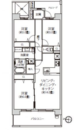 船橋市夏見、マンションの間取り画像です