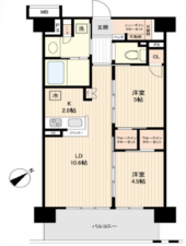 船橋市高根台、マンションの間取り画像です
