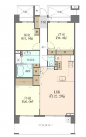 船橋市印内町、マンションの間取り画像です