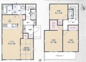 鎌ケ谷市南初富、新築一戸建ての間取り画像です