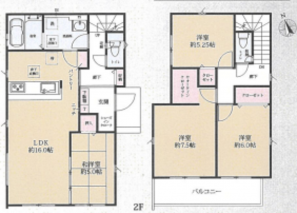 鎌ケ谷市南初富、新築一戸建ての間取り画像です