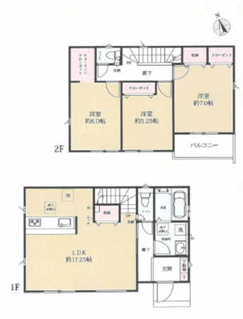 鎌ケ谷市南初富、新築一戸建ての間取り画像です