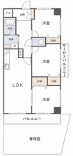 市川市原木、マンションの間取り画像です