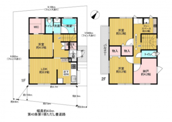 市川市八幡、新築一戸建ての間取り画像です