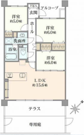船橋市山野町、マンションの間取り画像です