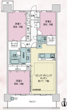 船橋市山手、マンションの間取り画像です