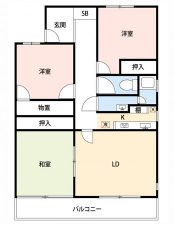 船橋市飯山満町、マンションの間取り画像です