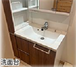 市川市菅野、中古一戸建ての洗面画像です