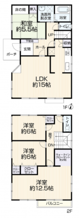 船橋市旭町、中古一戸建ての間取り画像です