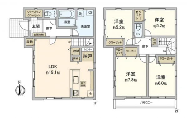 船橋市前原西、新築一戸建ての間取り画像です