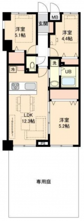 船橋市印内、マンションの間取り画像です
