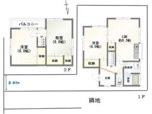 船橋市旭町、中古一戸建ての間取り画像です
