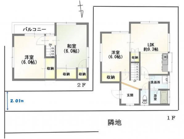 船橋市旭町、中古一戸建ての間取り画像です