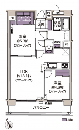 船橋市西船、マンションの間取り画像です