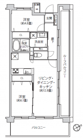 船橋市山野町、マンションの間取り画像です