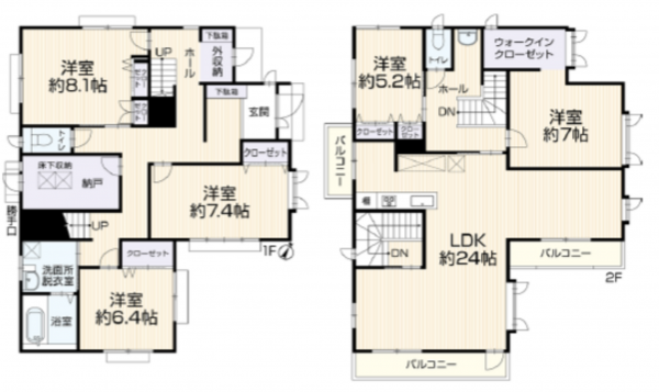 船橋市新高根、中古一戸建ての間取り画像です