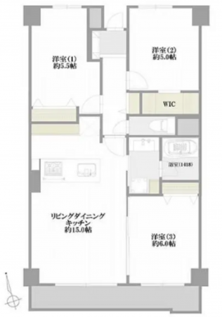 船橋市馬込町、マンションの間取り画像です