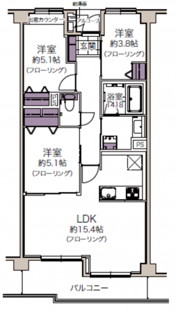 船橋市海神町、マンションの間取り画像です