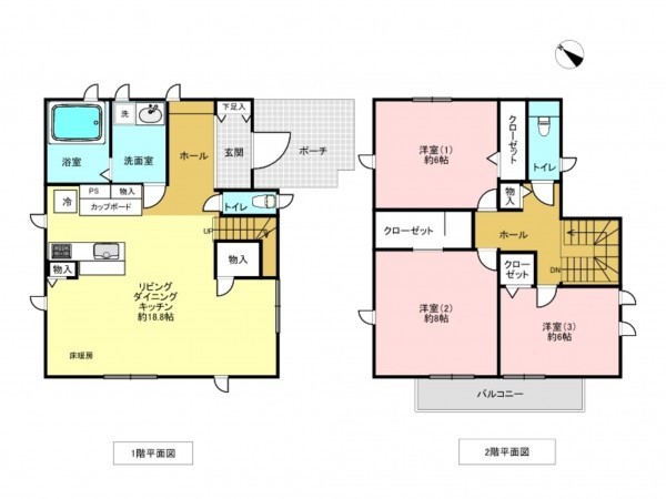 吉川市美南、中古一戸建ての間取り画像です