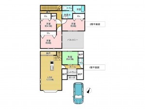 吉川市吉川、中古一戸建ての間取り画像です