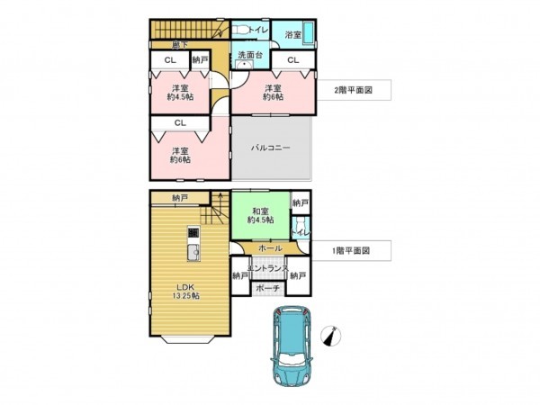 吉川市吉川、中古一戸建ての間取り画像です