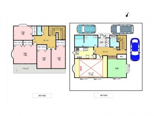 吉川市新栄、中古一戸建ての間取り画像です