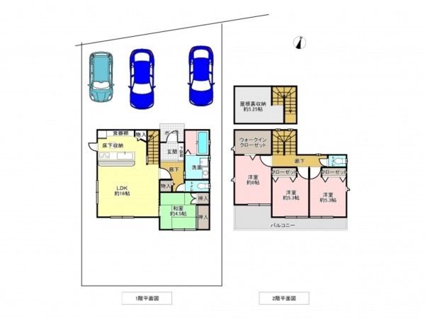 吉川市中央、中古一戸建ての間取り画像です