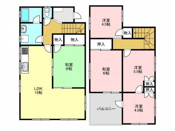 三郷市早稲田、中古一戸建ての間取り画像です