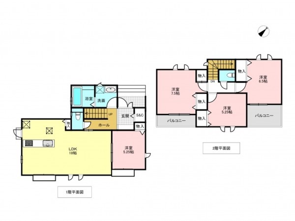 吉川市きよみ野、新築一戸建ての間取り画像です