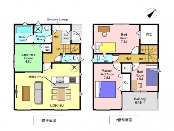 吉川市中野、新築一戸建ての間取り画像です