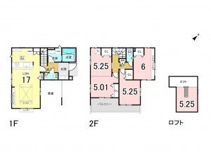 三郷市早稲田、新築一戸建ての間取り画像です