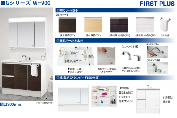 三郷市早稲田、新築一戸建ての洗面画像です