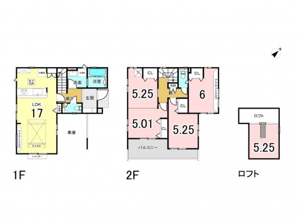 三郷市早稲田、新築一戸建ての間取り画像です