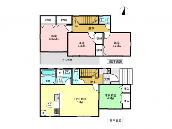 吉川市中曽根、新築一戸建ての間取り画像です