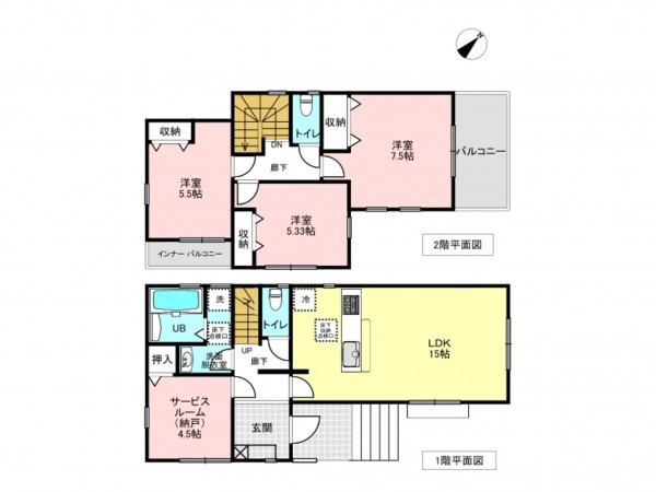 吉川市中曽根、新築一戸建ての間取り画像です