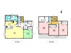 吉川市新栄、新築一戸建ての間取り画像です