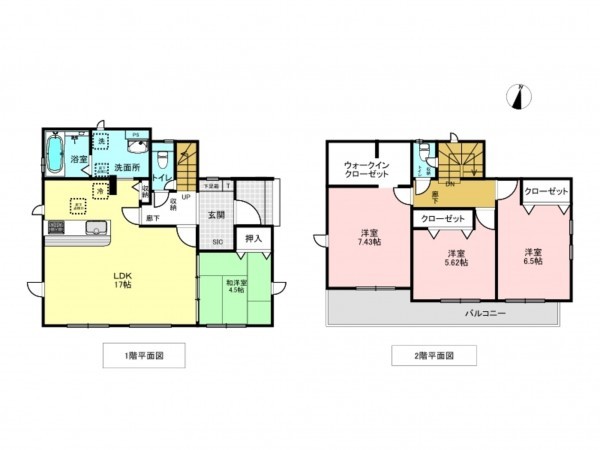 吉川市新栄、新築一戸建ての間取り画像です