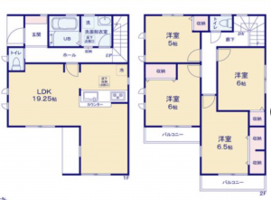 吉川市栄町、新築一戸建ての間取り画像です
