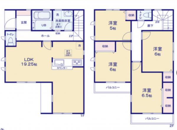 吉川市栄町、新築一戸建ての間取り画像です