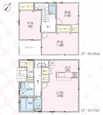 吉川市吉川、新築一戸建ての間取り画像です