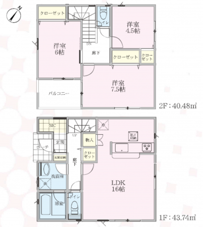吉川市吉川、新築一戸建ての間取り画像です